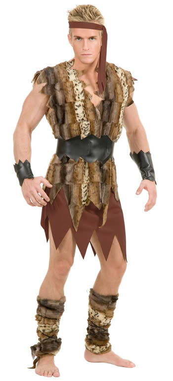 Protector Caveman Adult Men's Costume Cave Dweller Barbarian Faux Fur Stone Age