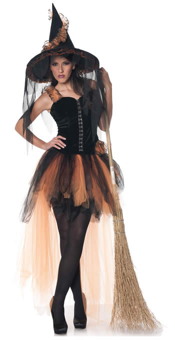 hallows eve orange black witch costume